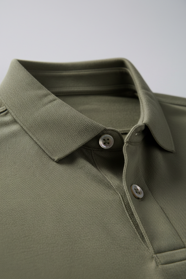 Desert Olive - Collar, buttons and fabric close-up