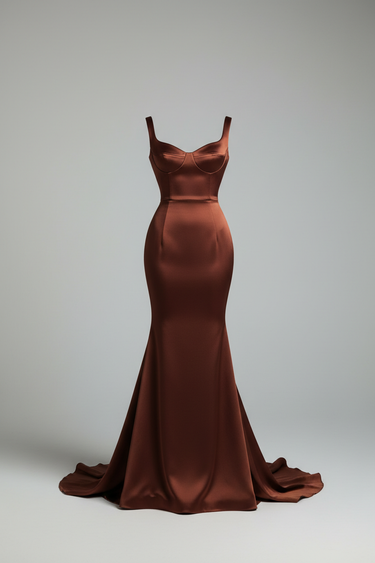 Vivienne Sculpted Mermaid Gown — Garnet Bronze — Product Front