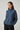Amelia Half Zip Knit Sweater in Blue Ember — model wearing