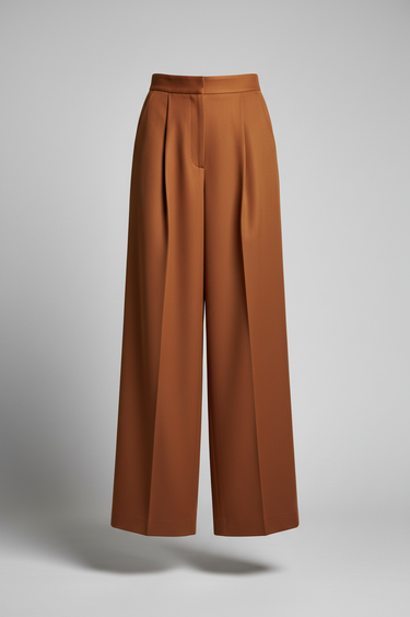 Victoria Pleated Wide Leg Trousers — Cinnamon Bronze — Product Front