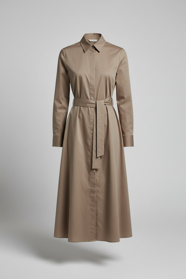 Victoria Belted Shirt Dress in Desert Stone - product only