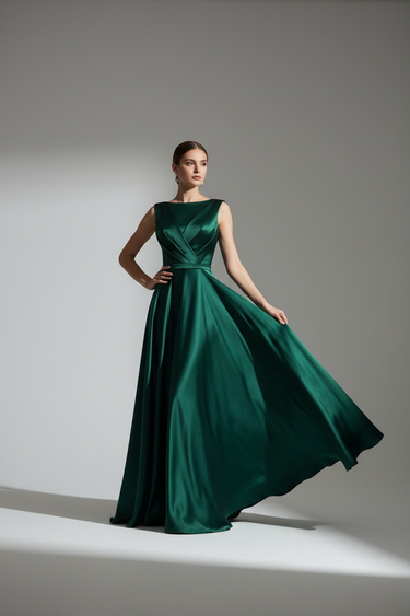 Vivienne Couture Gown in Emerald Forest — model alternate pose