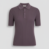 Emilia Knit Polo Top — Plum Smoke — Product Front