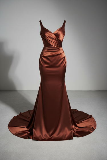 Vivienne Sculpted Mermaid Gown — Garnet Bronze — Product Only