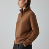 Amelia Half Zip Knit Sweater in Espresso Clay — model alt pose