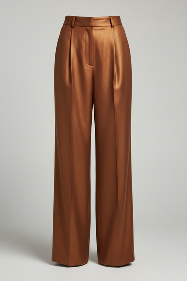 Victoria Pleated Wide Leg Trousers — Cinnamon Bronze — Product Only