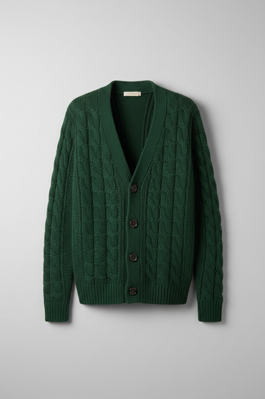 Aurora Cable Knit Cardigan — Evergreen Pine — Product Only