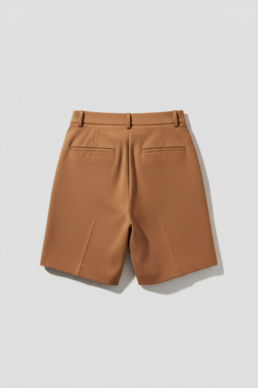 Charlotte Tailored Bermuda Shorts — Mahogany Sand — Back View