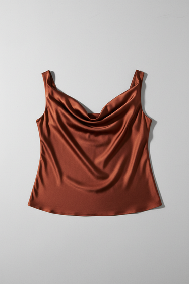Evelyn Draped Cowl Neck Top Mahogany Copper product only
