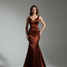 Vivienne Sculpted Mermaid Gown — Garnet Bronze — Model Front