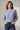 Soft Periwinkle - Model wearing Aurora Ribbed Knit Sweater