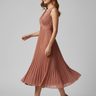 Isabelle Pleated Midi Dress — Copper Blush, model alt pose
