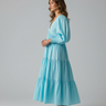 Amelia Tiered Cotton Dress — Crystal Aqua — Model Alt Pose
