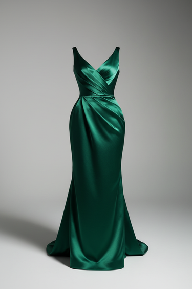 Vivienne Couture Gown in Emerald Forest — front view