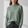 Sage Smoke - Model wearing Celeste Mock Neck Sweater