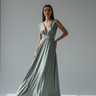 Dusty Sage - Model wearing Luna Satin Maxi Dress