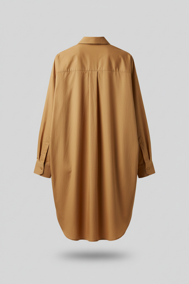 Sophia Oversized Poplin Shirt — Wheat Gold — Product Back
